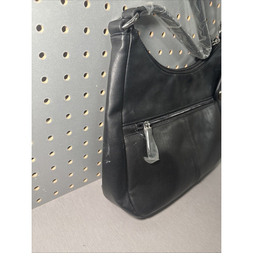 Giani Bernini Napa Leather Hobo Handbag Black Womens Purse Zip Up NOT USED - Picture 4 of 11